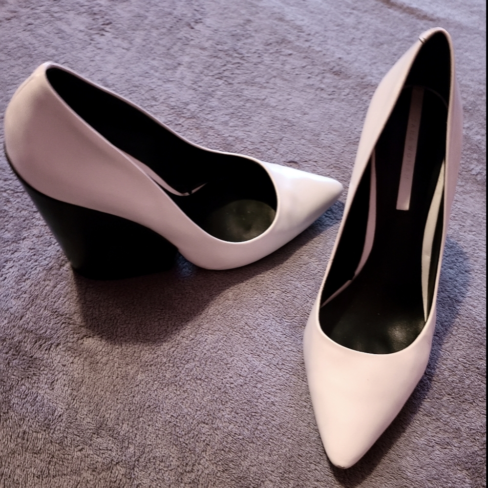 Zara White Wedge/Chunky Heel